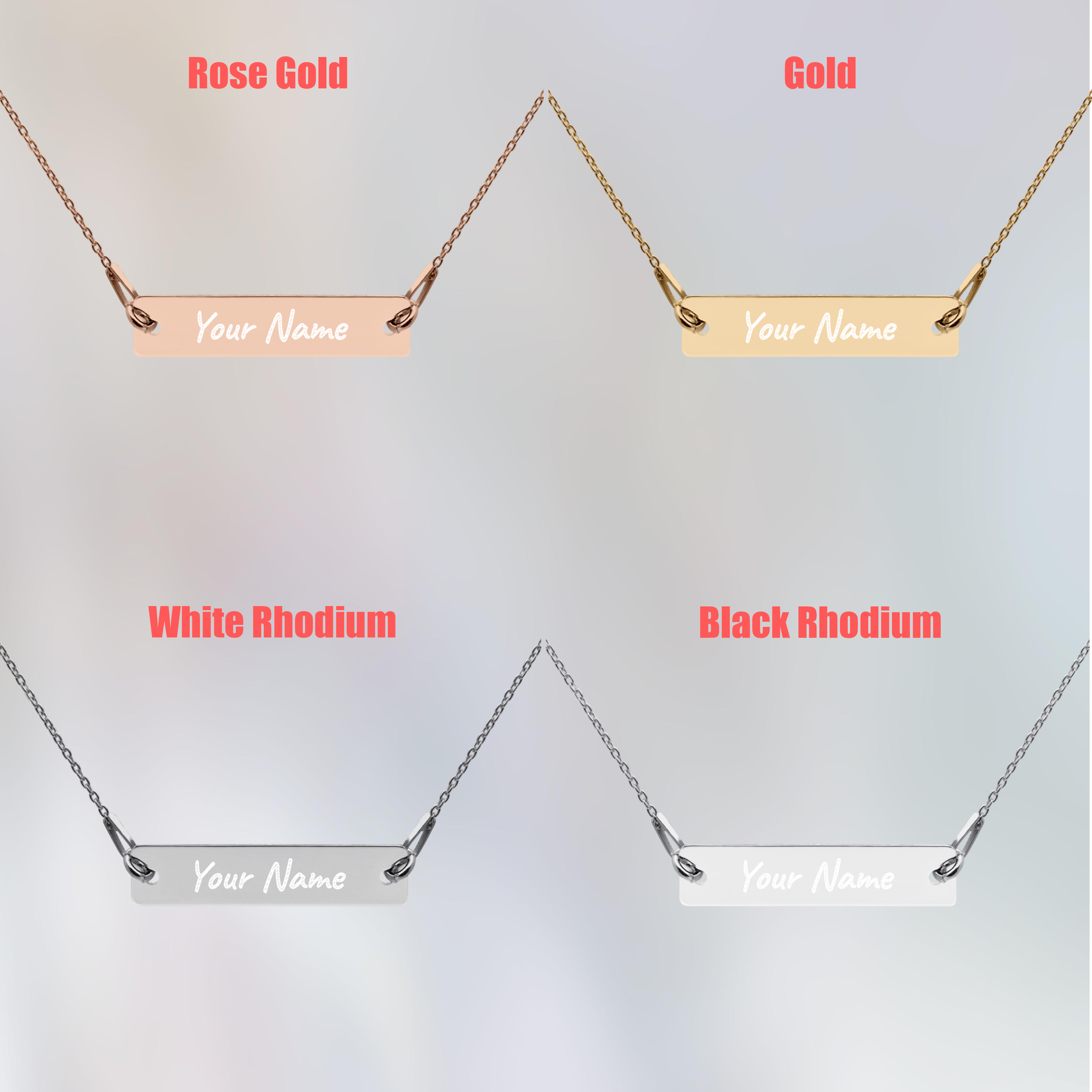 Personalize Engraved Silver Bar Chain Necklace 24k Gold / 18k Rose Gold Option's available