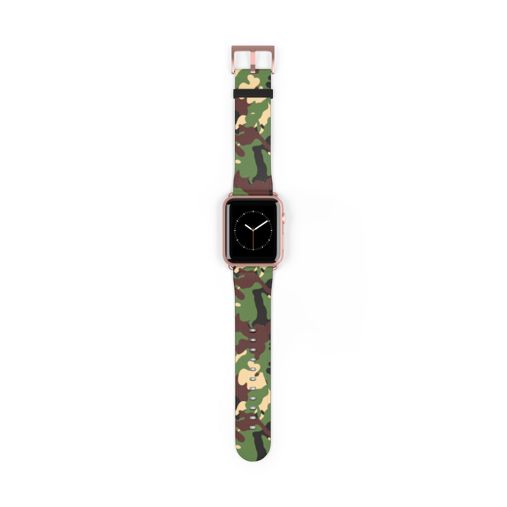 Green Woodland Camo Design Apple Watch Band 38mm and 42mm