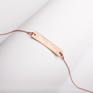 Personalize Engraved Silver Bar Chain Necklace 24k Gold / 18k Rose Gold Option's available