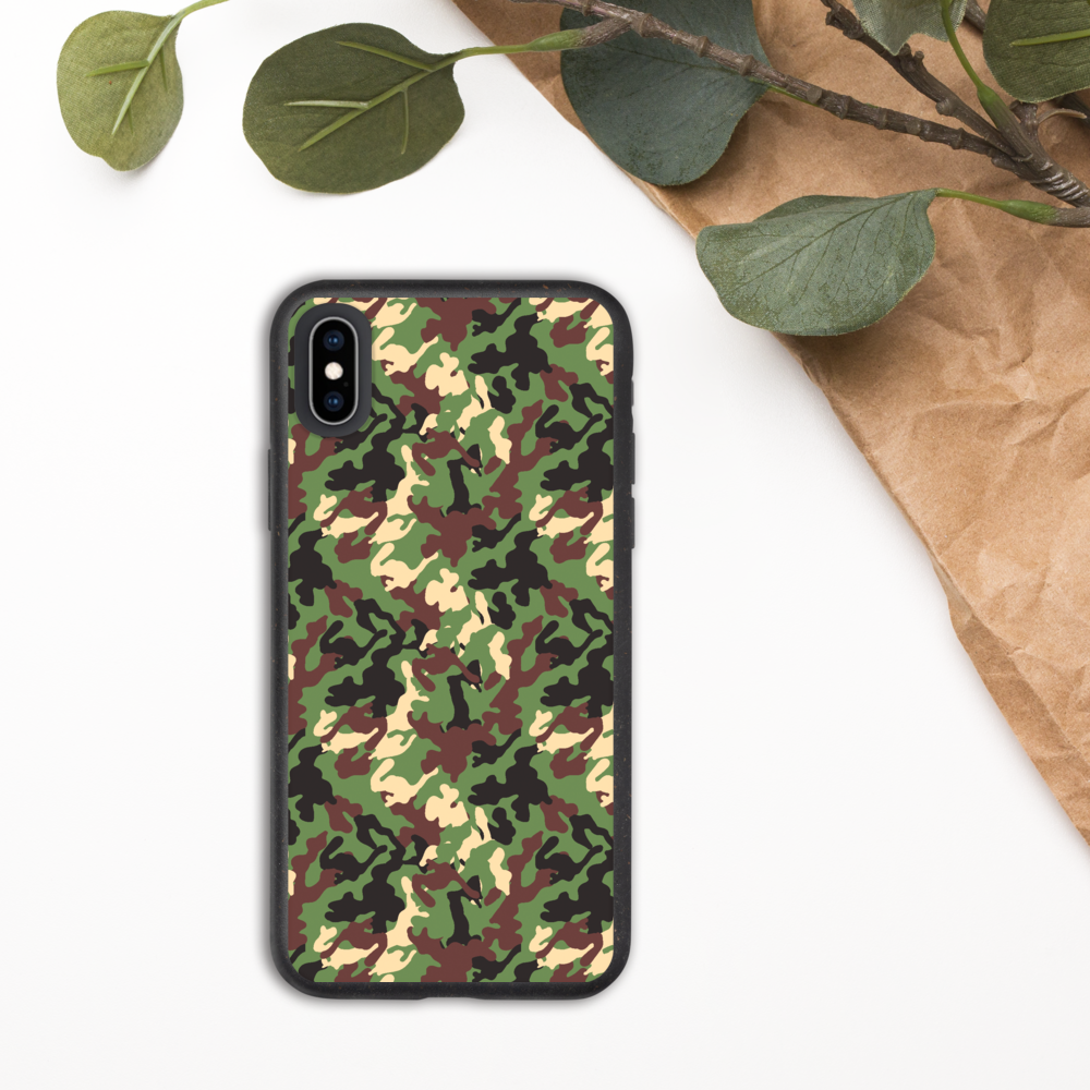 Green Woodland Camo Design Biodegradable phone case