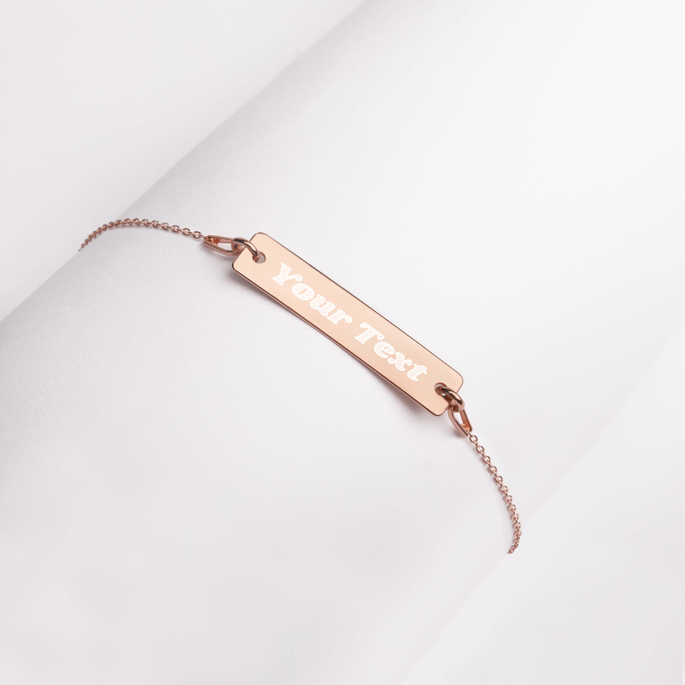 Personalize your Engraved Silver Bar Chain Bracelet - 18k Rose Gold and 24k Gold coating options available
