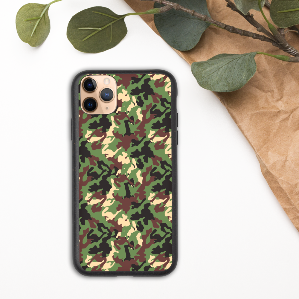 Green Woodland Camo Design Biodegradable phone case